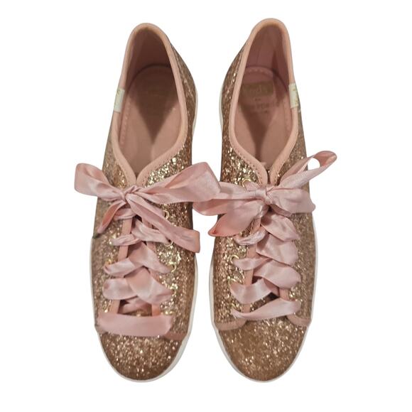 Kate Spade x KEDS Rose Gold Triple Kick Glitter Platform Sneakers - Picture 1 of 7